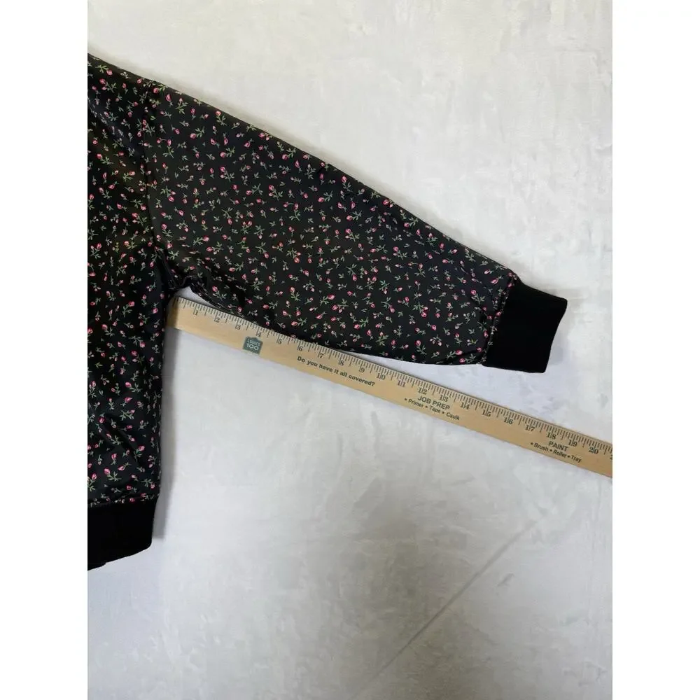 Levi’s Women’s Bomber Jacket Sz L Satin Rosebud Black Pink Chambray Lining - Picture 11 of 11